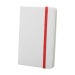 Cuaderno blanco con una banda elástica de color en la tapa dura regalo de empresa