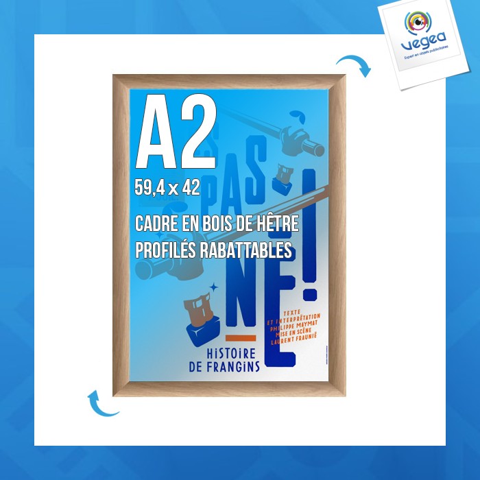 Cadre affichage personnalisable clic-clac mural a.2 bois hêtre