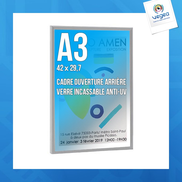 Cadre personnalisable déco a3 couleur alu anodise