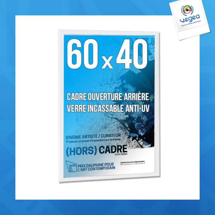 Cadre publicitaire déco 60x40cm couleur blanc