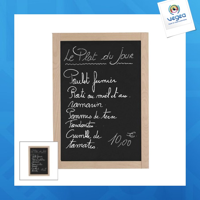 Tableau mural ardoise craie 90x40cm cadre bois naturel