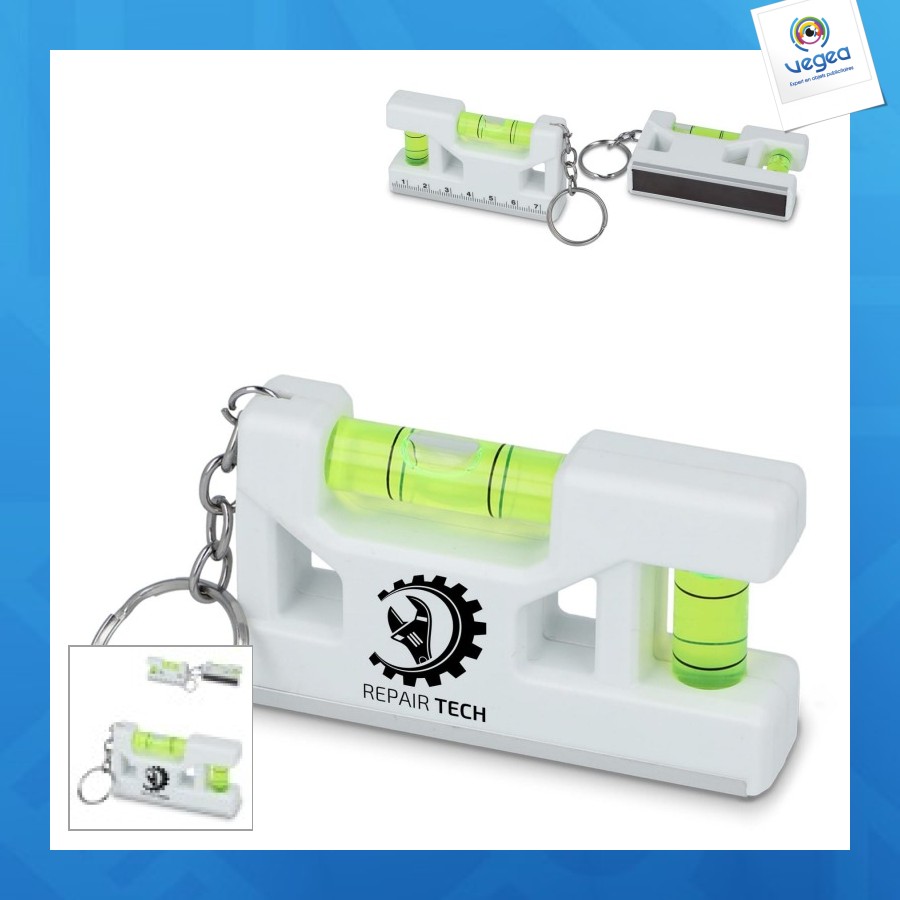 Mini porte-clés niveau à bulle personnalisable