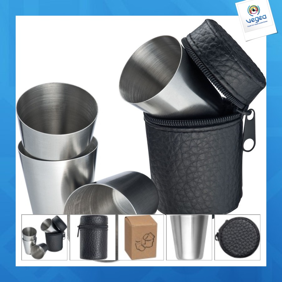 4 gobelets à liqueur en acier inoxydable