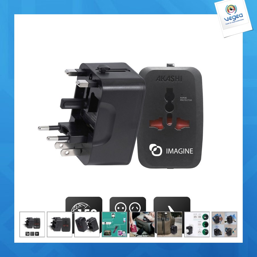Adaptateur universel de promoción de voyage - noir