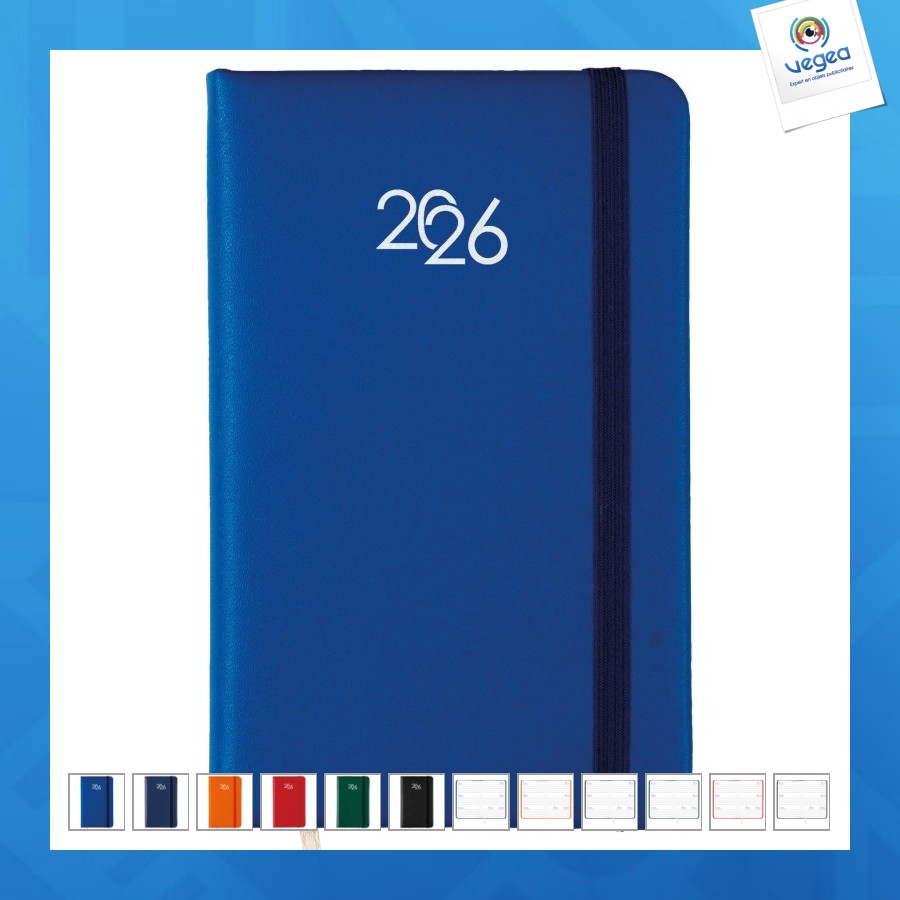 Agenda de poche de promoción hebdomadaire 2026 avec couverture rigide en pu