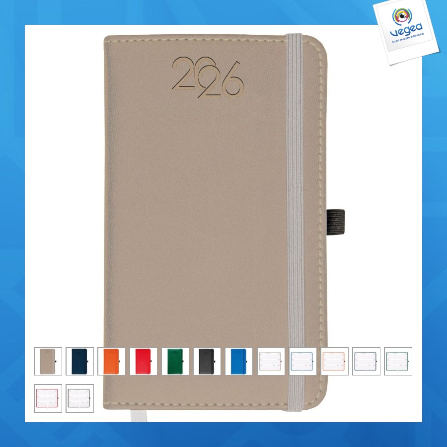 Agenda de poche de promoción hebdomadaire 2026, couverture rigide en pu thermocollé avec piqûres
