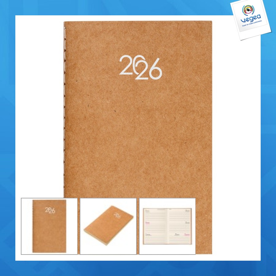 Agenda de poche personalizable hebdomadaire 2026 avec couverture en carton souple