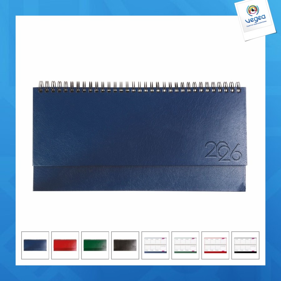 Agenda de promoción de bureau hebdomadaire 2026 avec couverture en carton laminé