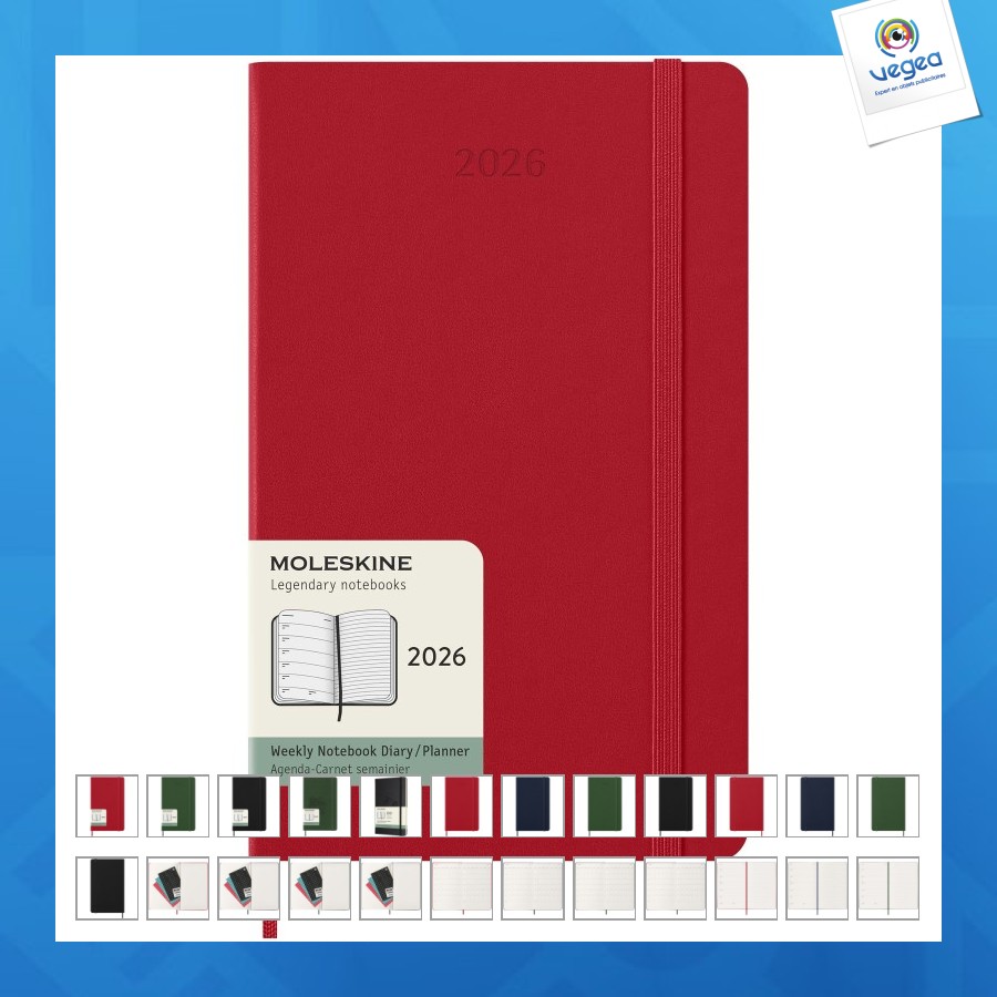 Agenda de promoción l hebdomadaire 12 mois moleskine à couverture rigide