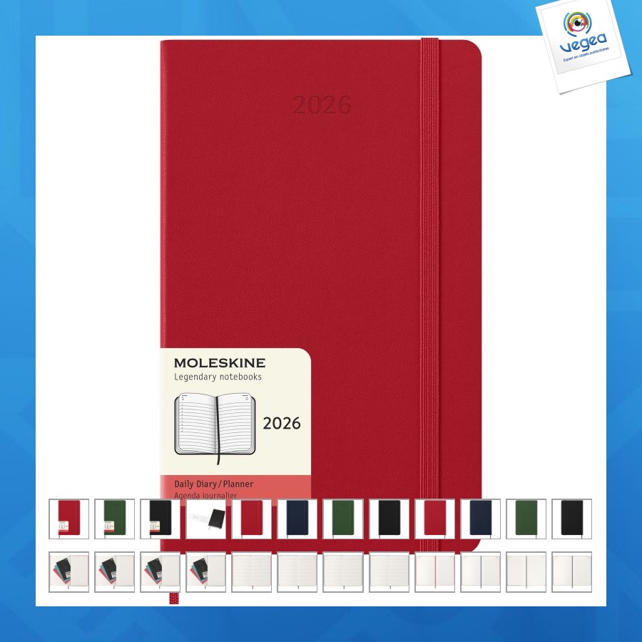 Agenda de promoción l quotidien 12 mois moleskine à couverture rigide