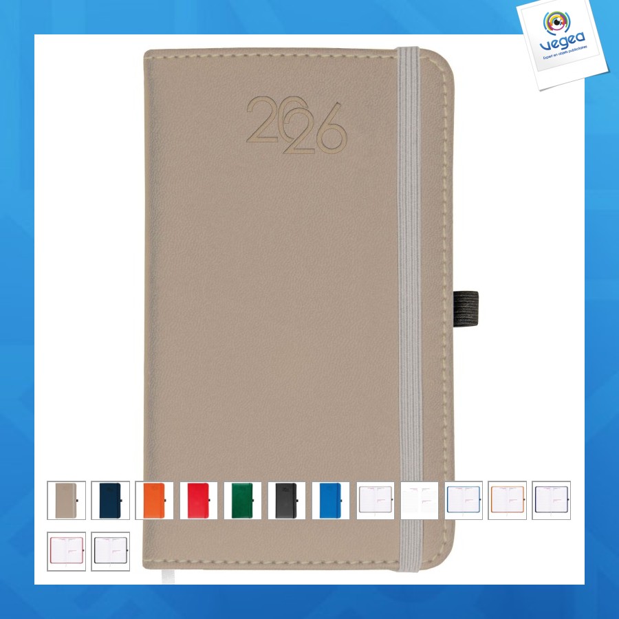 Agenda de promoción quotidien de poche 2026, couverture rigide en pu thermocollé avec piqûres