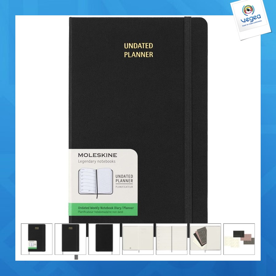 Agenda l hebdomadaire non daté moleskine personalizable à couverture rigide