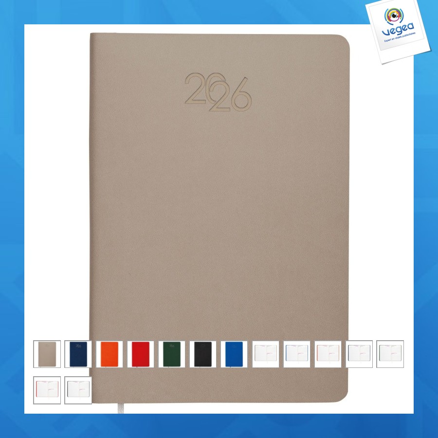 Agenda personalizable quotidien 2026 avec couverture souple en pu résistant à la chaleur