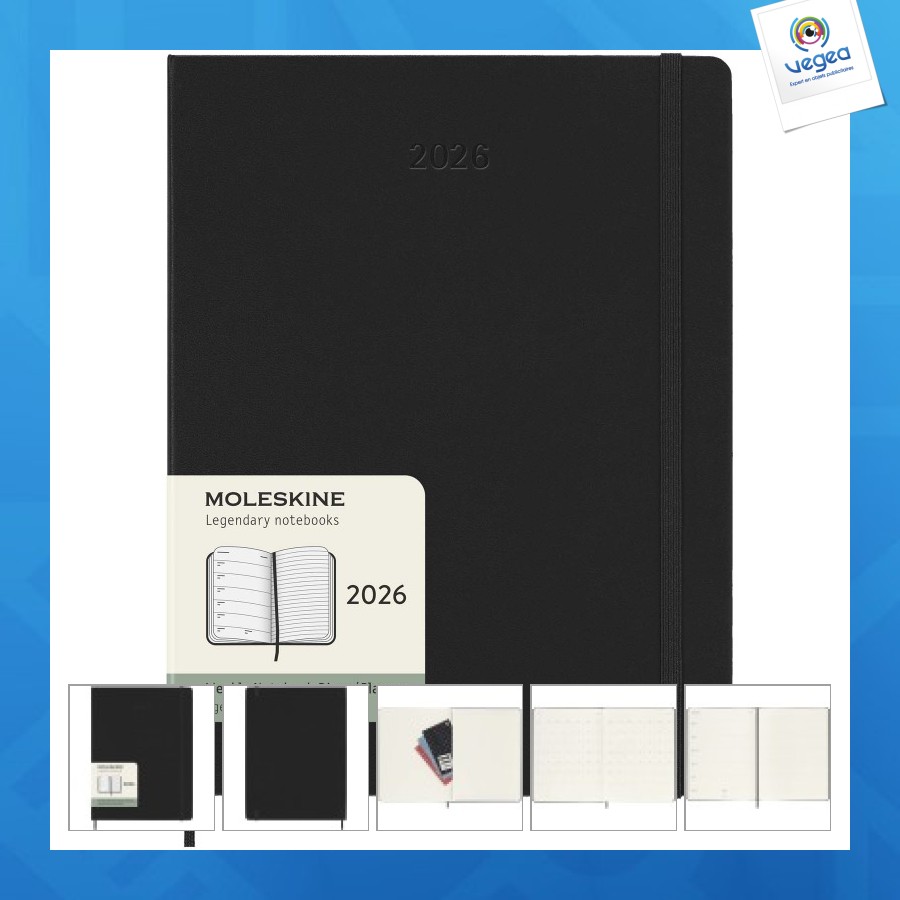 Agenda xl hebdomadaire 12 mois moleskine personalizable à couverture rigide