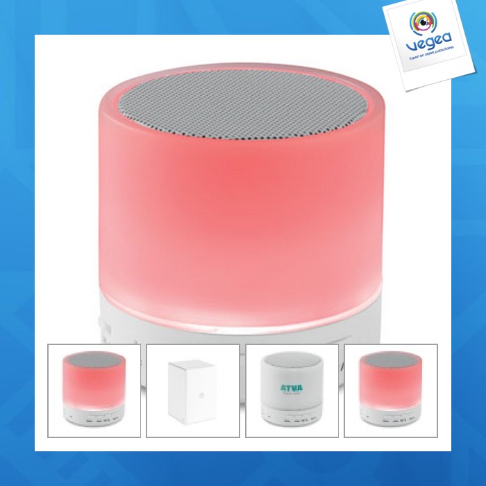 Altavoz bluetooth redondo con led