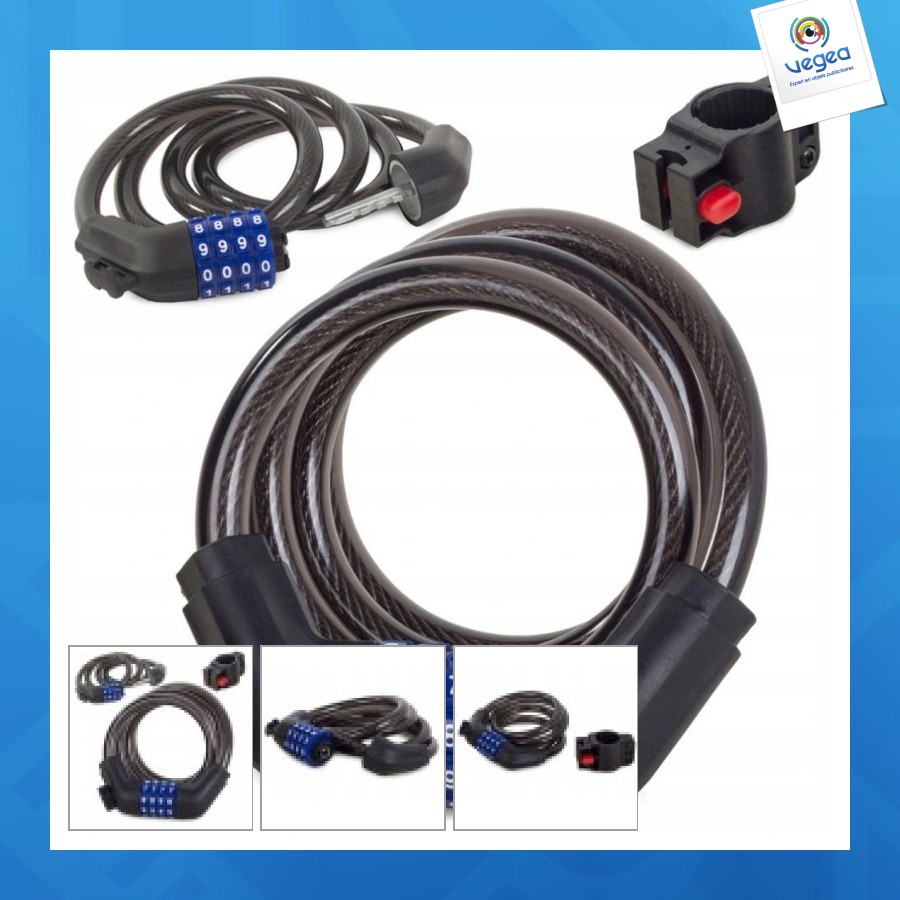 Antivol de promoción pour vélo, moteur, fermoir, câble code