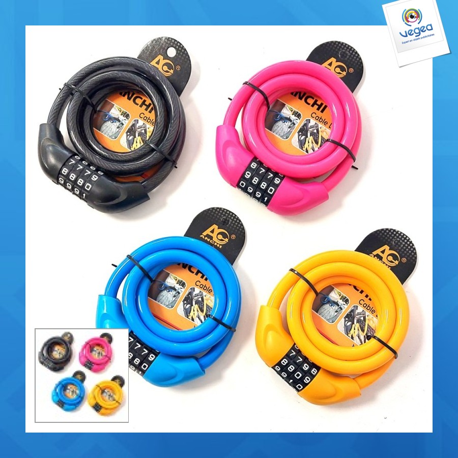 Antivol de vélo personalizable avec code fixation solide