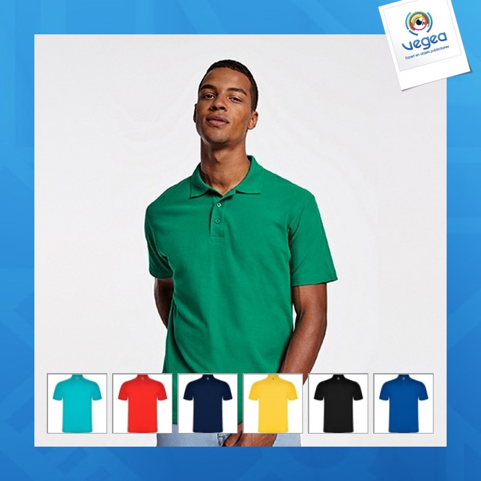 Austral - polo, mangas cortas, tapeta de 3 botones