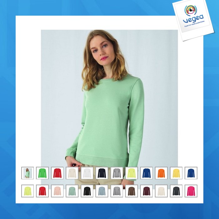 B&c organic crew neck /women - women's organic crew neck sweat de promoción - white