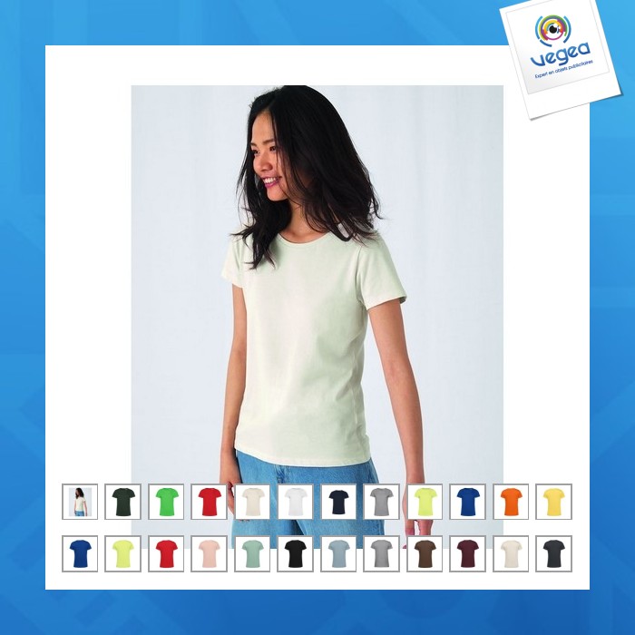 B&c #organic e150 /women - camiseta orgánica de cuello redondo 150 para mujer - blanca