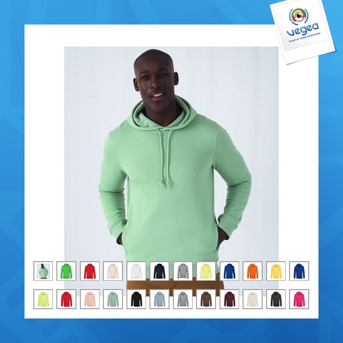 B&c organic hooded - organic hoody - blanco