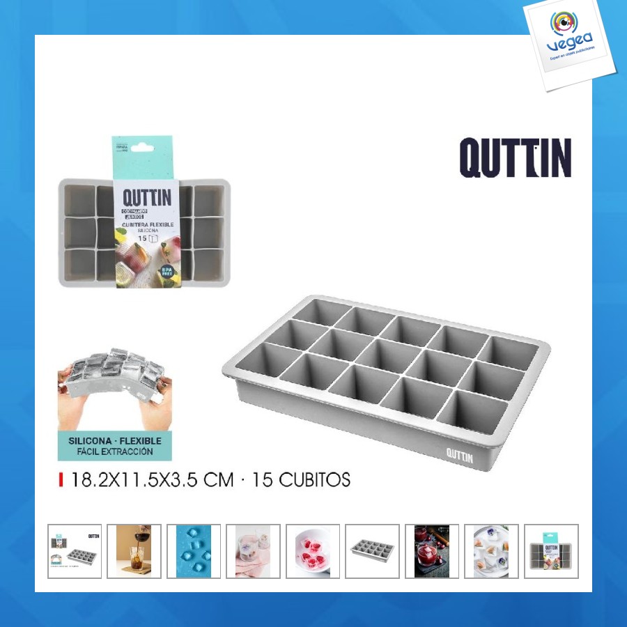 Bac à glaçons de promoción flexible en silicone 15 cubito quttin
