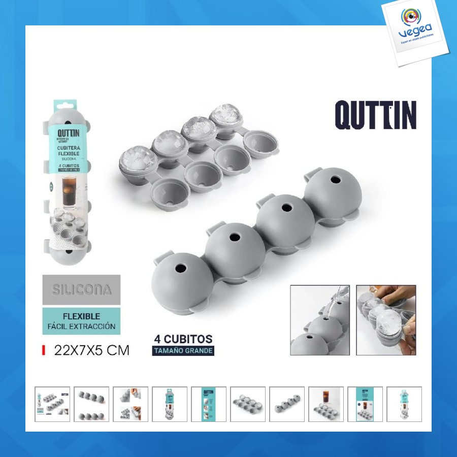 Bac à glaçons r de promoción rond flexible en silicone 4 cubes quttin