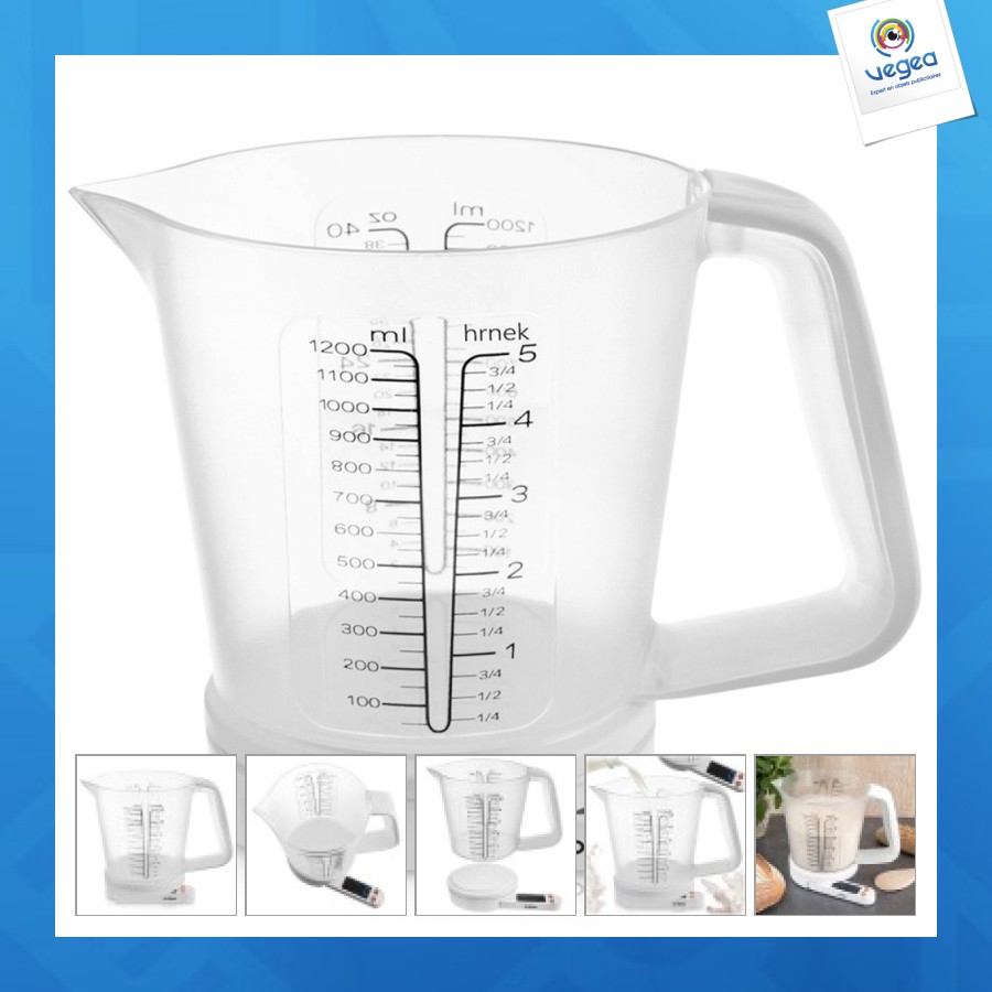 Balance de cuisine personalizable avec verre doseur 5kg, 1,2l