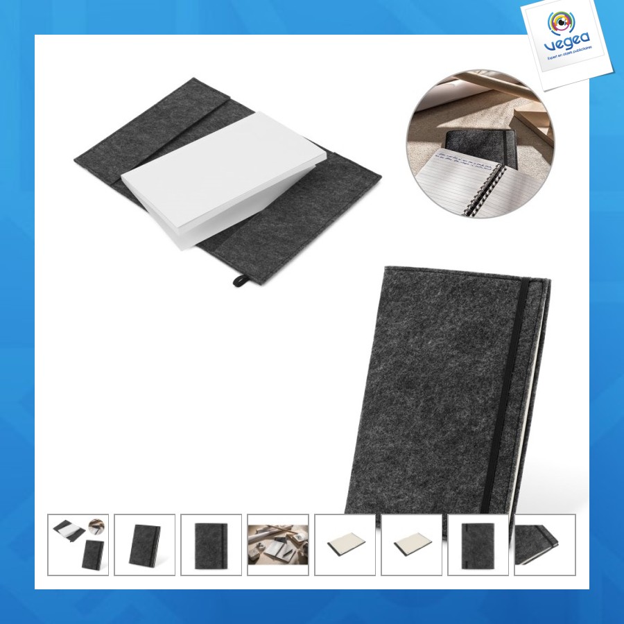 Baldwin cuaderno de promoción a5 con cubierta de fieltro reciclado 100% rpet y páginas rayadas.