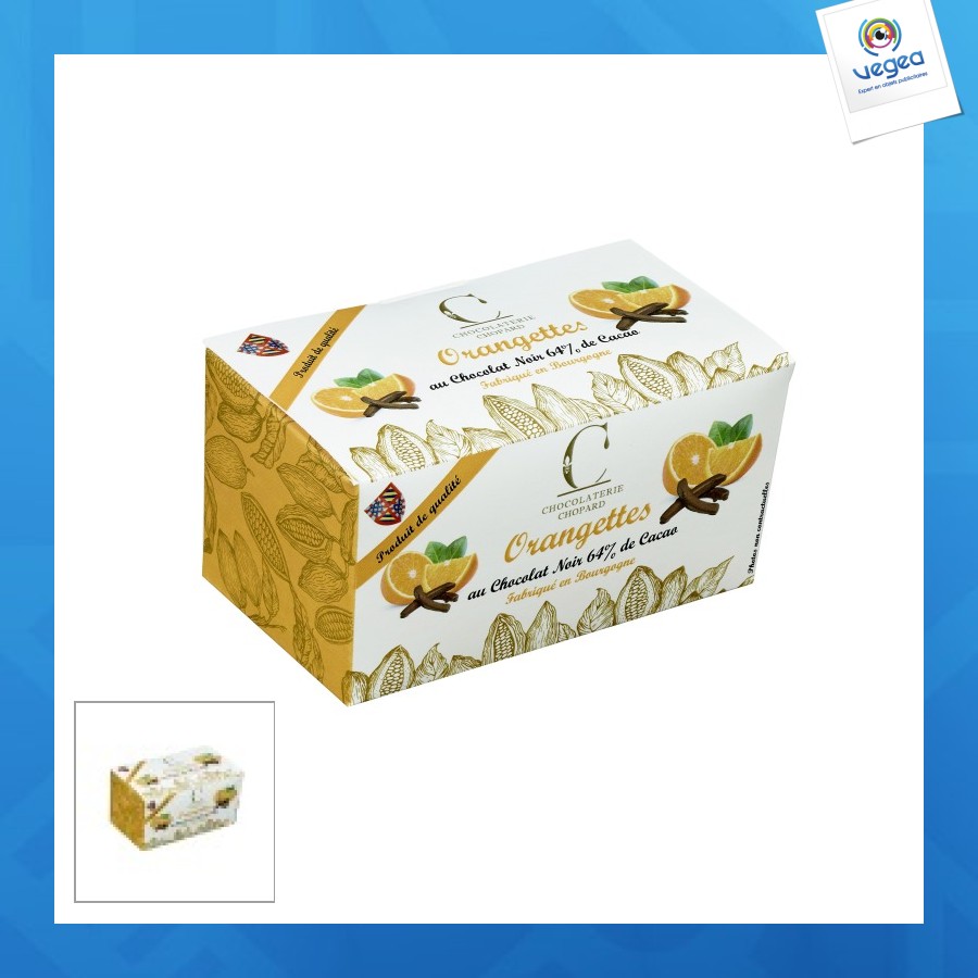 Ballotin personalizable de orangettes de chocolate negro 200g