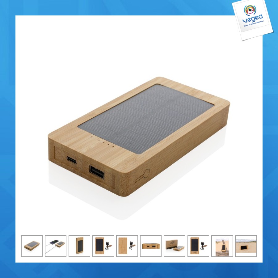 Batería de reserva solar de bambú sunwick de 10.000 mah