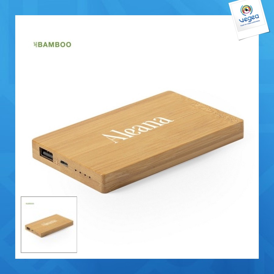 Batería externa de 5000 mah en bambú