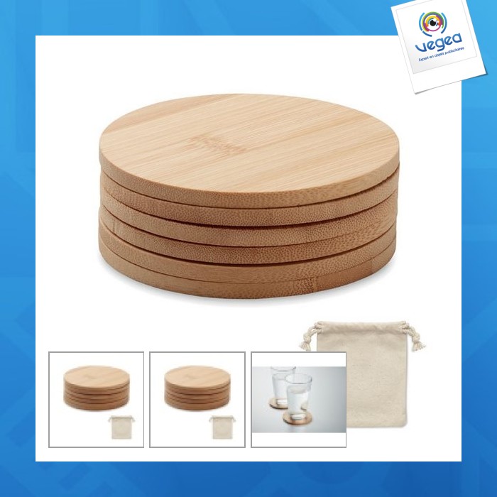 Bayin set juego de 6 posavasos de bambú