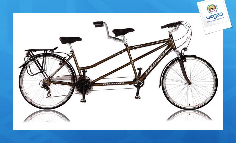 Bicicleta tándem de promoción de paseo por la ciudad