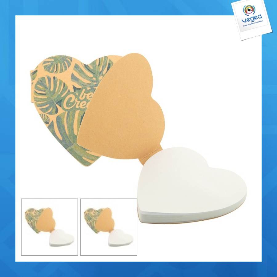 Bloc de notas adhesivas personalizadas creastick heart eco