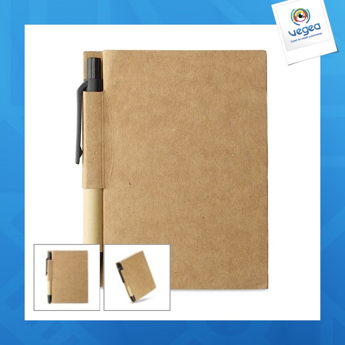 Bloc de notas con mini bolígrafo reciclado cartopad