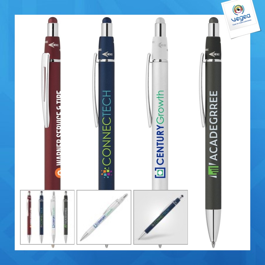 Bolígrafo de metal cromado orbit spinner con stylus colour jet