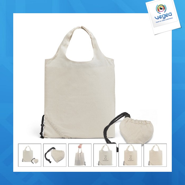 Bolsa de algodón plegable - asas cortas