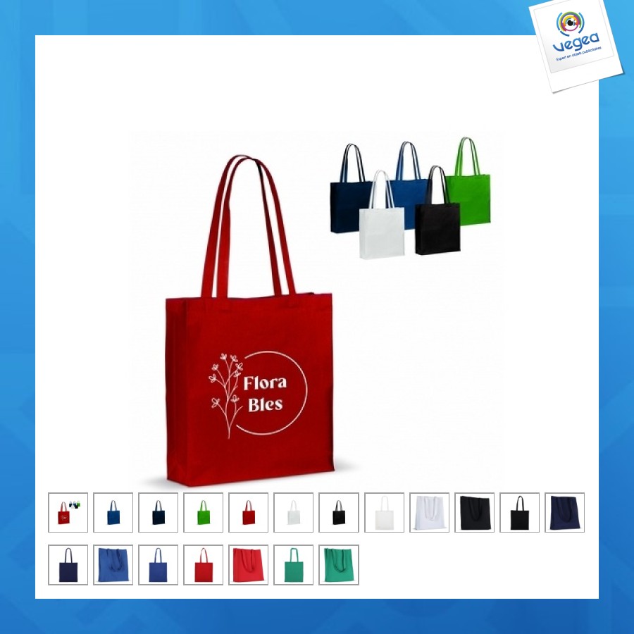 Bolsa de algodón reciclado con fuelle 140g/m² 38x10x42cm