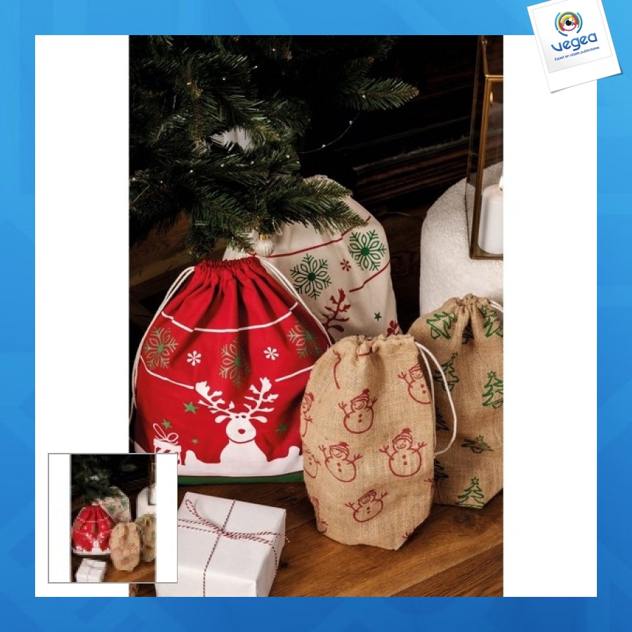 Bolsa de cordón con motivos navideños