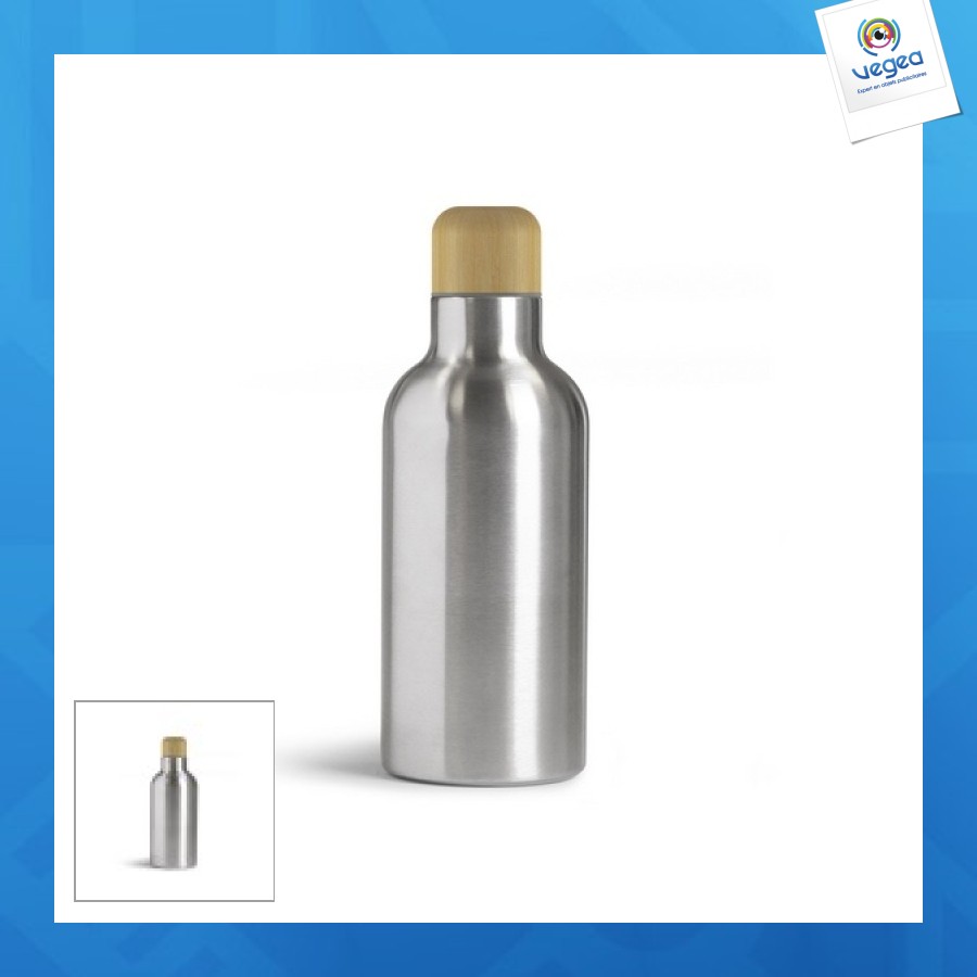 Botella de promoción de acero inoxidable y bambú de 500 ml