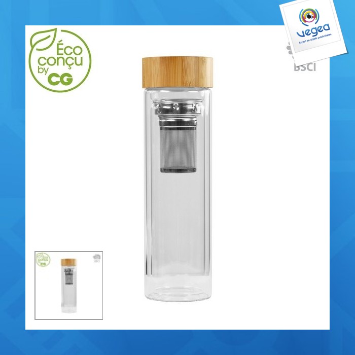 Botella de vidrio reciclado con bolsa