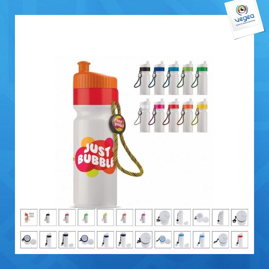 Botella deportiva con borde y cordón 750ml