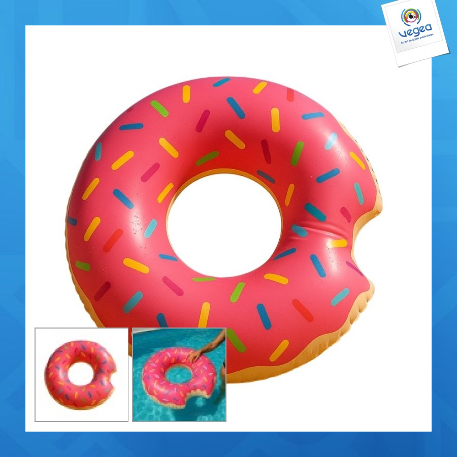 Bouée gonflable personalizable géante forme donut 105cm multicolore