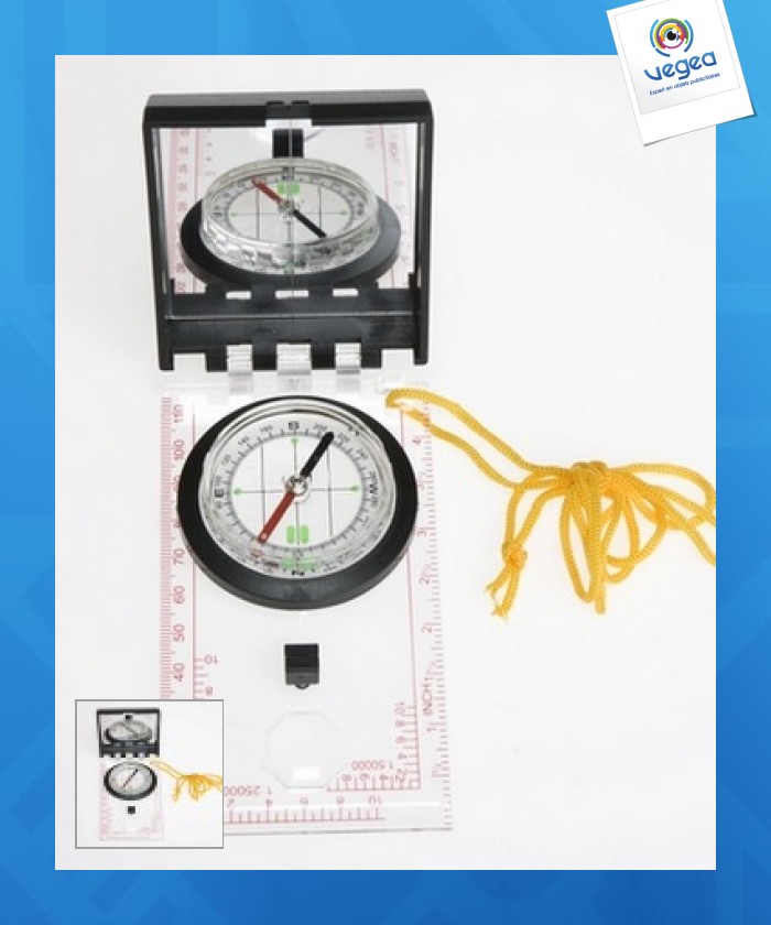 Boussole personalizable avec miroir 120 x 65 mm ø 55 mm