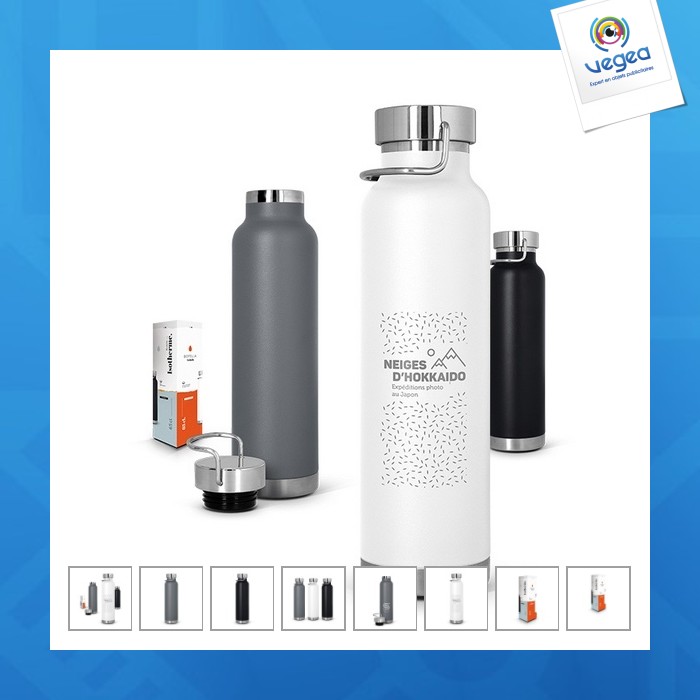 Bouteille gourde isotherme personalizable double-paroi inox 65 cl