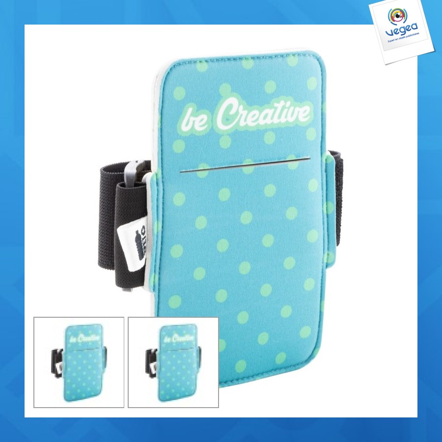 Brassard personalizable néoprène pour téléphone avec marquage all-over