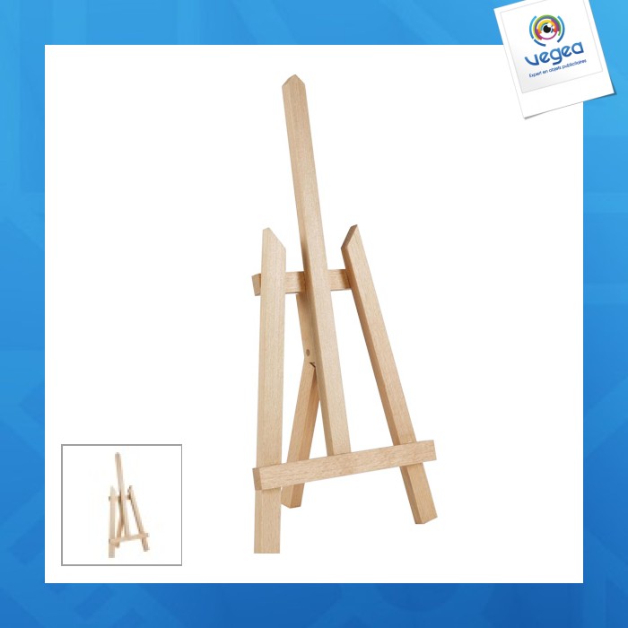 Caballete personalizable plegable de madera de haya para pizarras mini