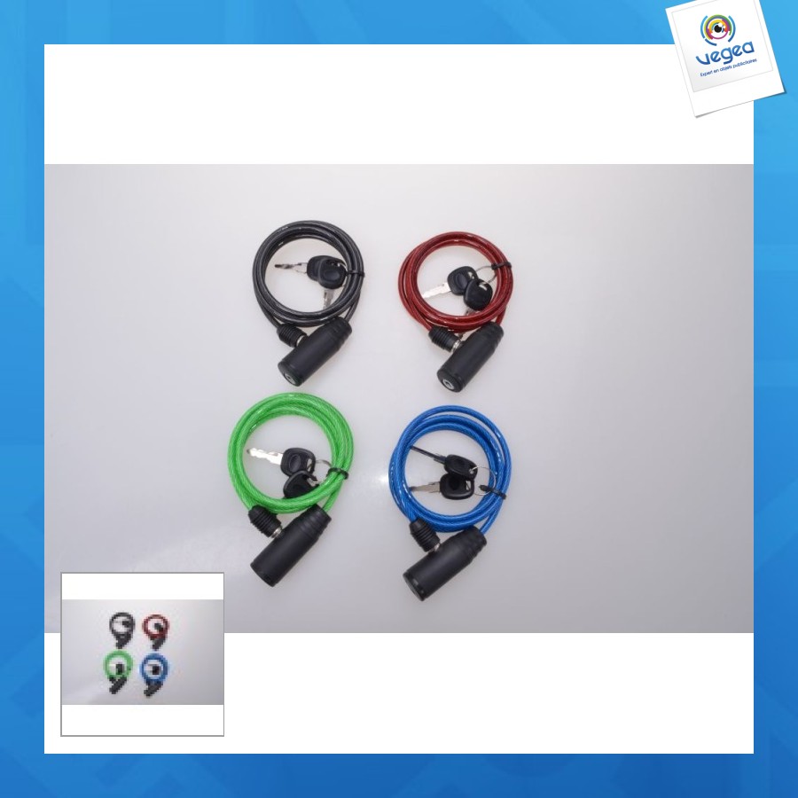 Câble d'acier antivol personalizable spiralé 120/5