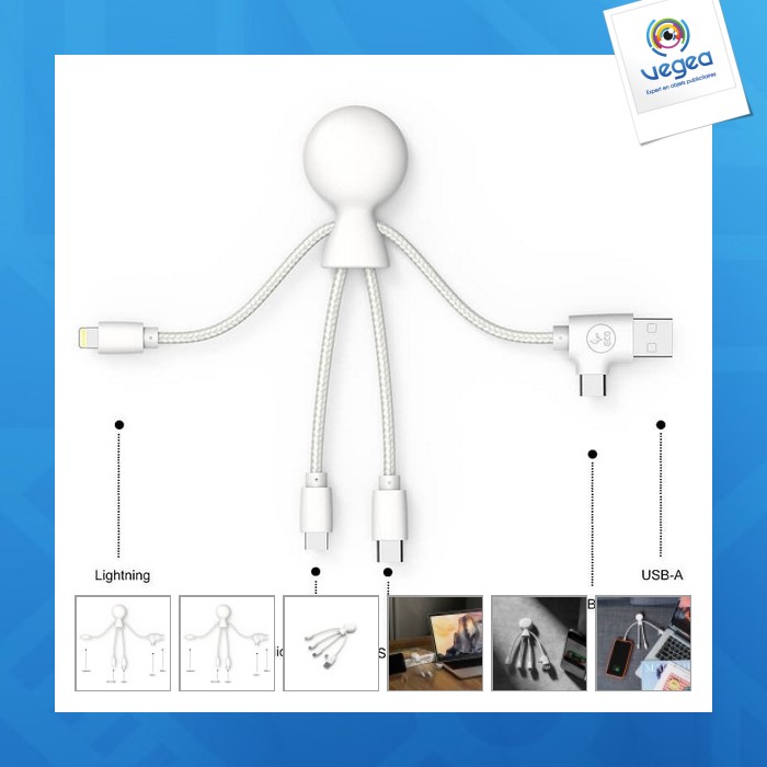 Cable de carga de promoción multiconector entrada dual type-c y usb